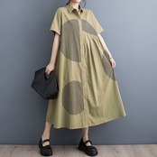 グリッド サークル柄 ワンピース  30111