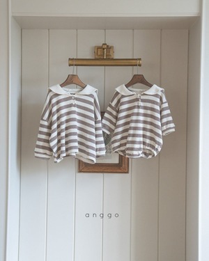【anggo】セーラーワッフルロンパ ベージュ 60〜70cm  241015