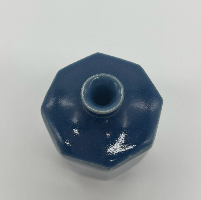 『沖本 東』面取一輪挿し　瑠璃釉　2022118014029