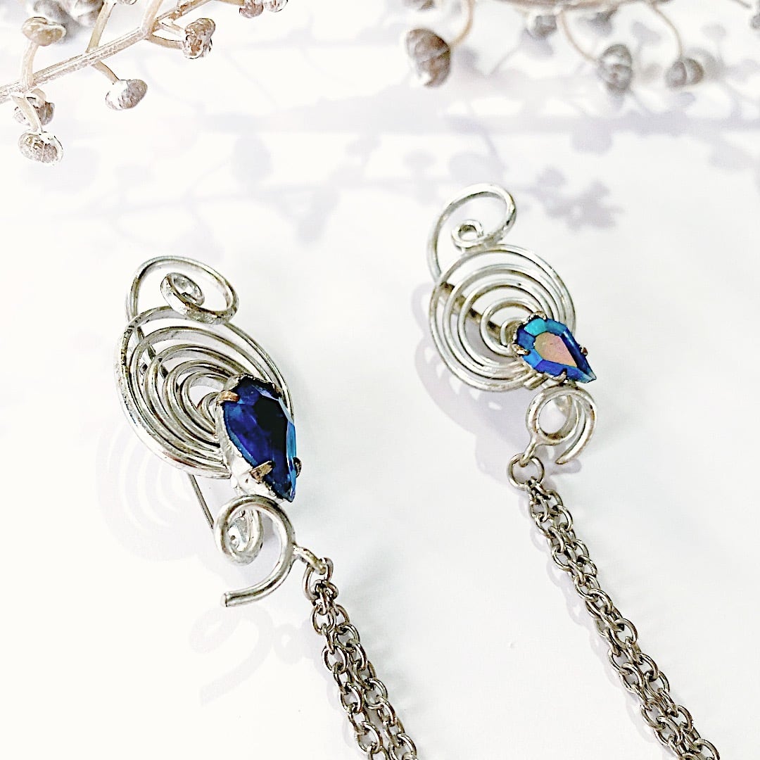 USA製ブルーグラスうずまきヴィンテージダブルブローチ | JVINTAGE