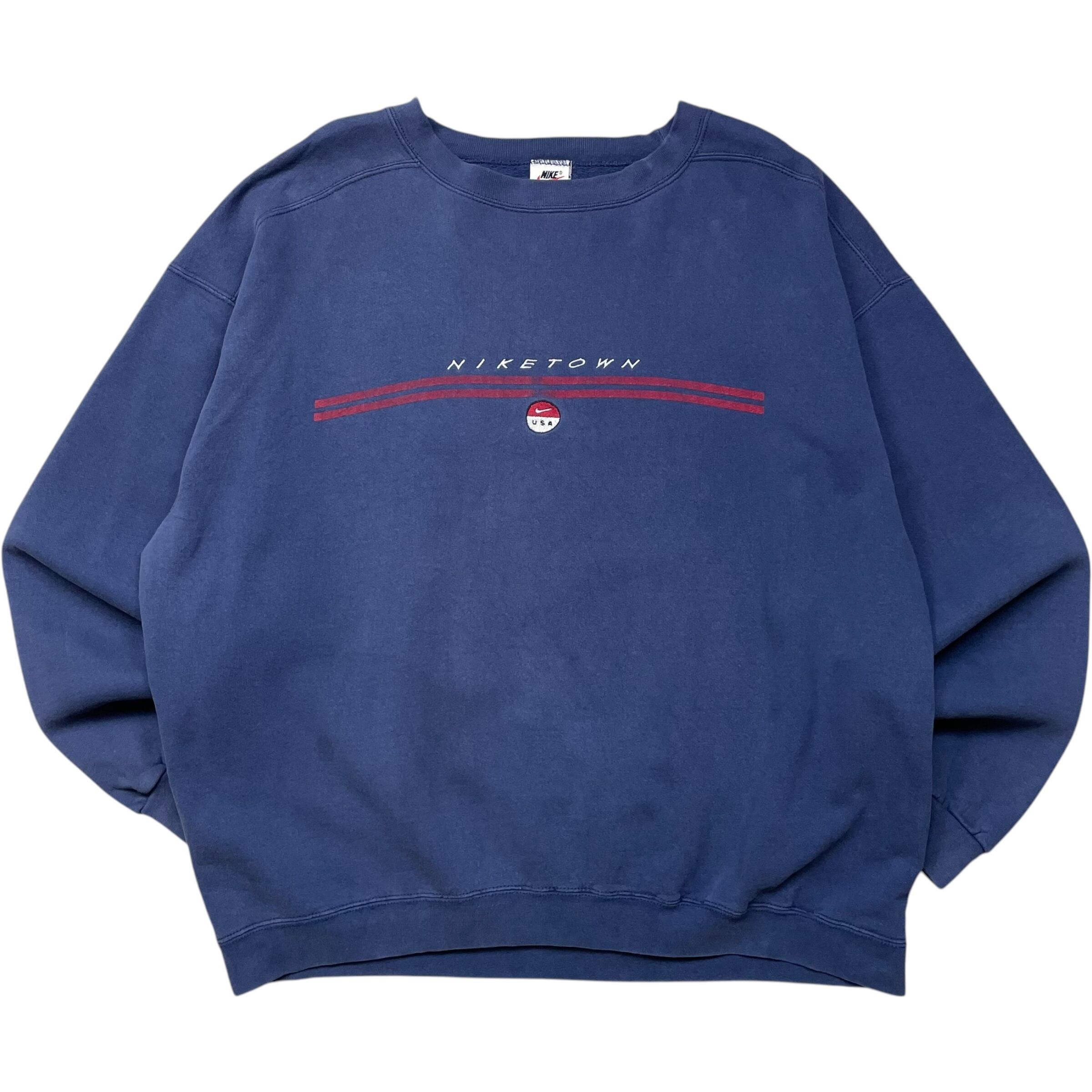 《XL》NIKE ナイキ niketown 刺繍 スウェット ネイビー USA製 90年代 vintage no.5506