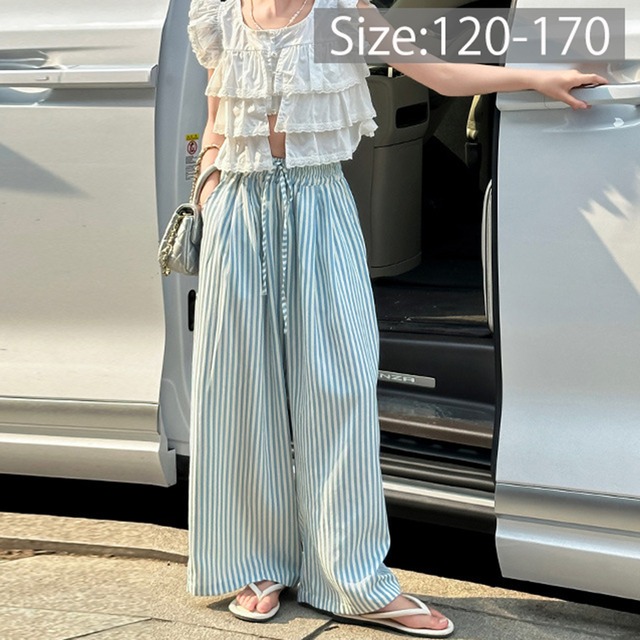 爽やかストライプ ワイドパンツ