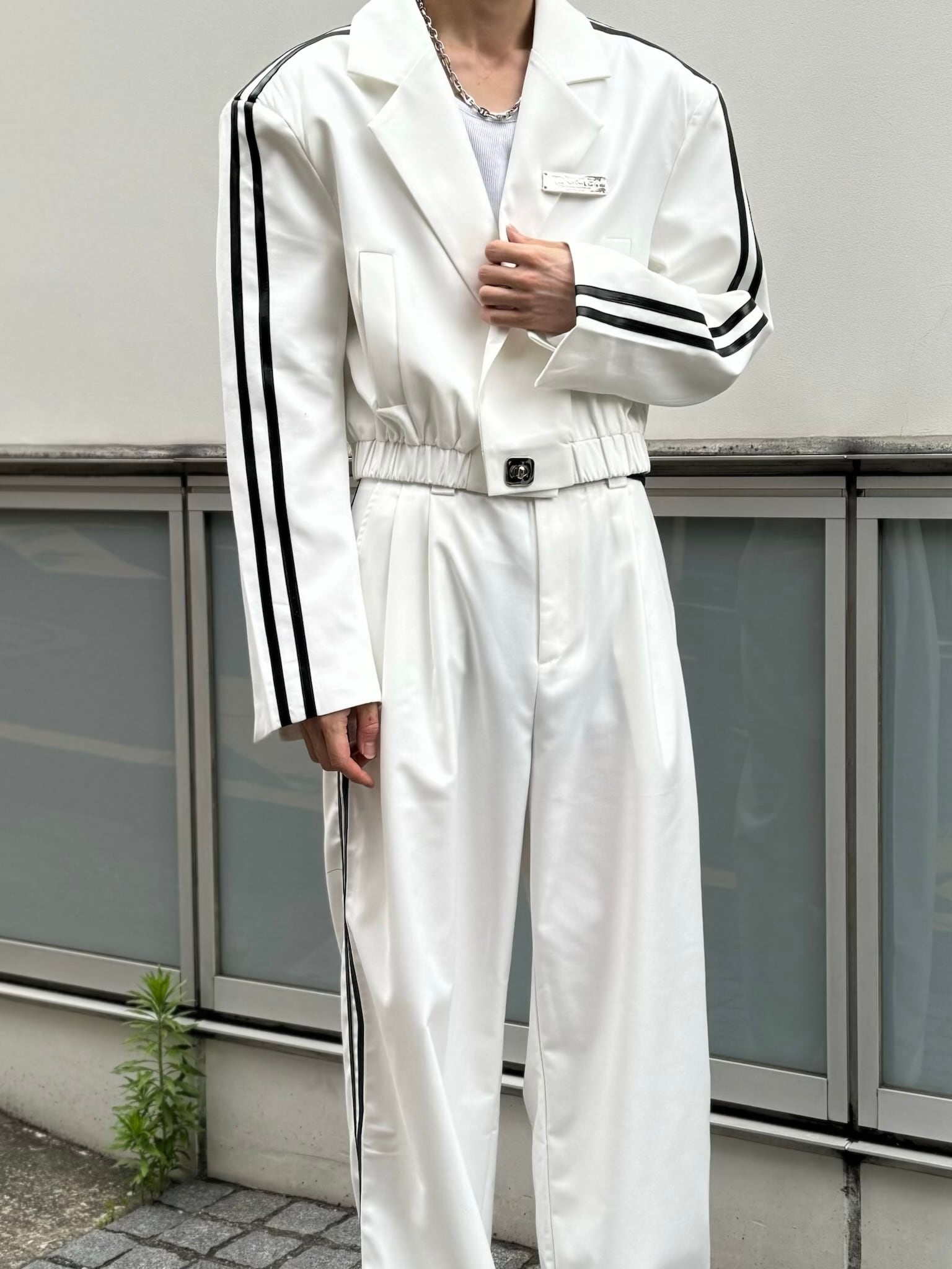 ALUDE セットアップ　白 ALUDE SELECT】line short jacket set up(2color) | 【ALUDE】韓国