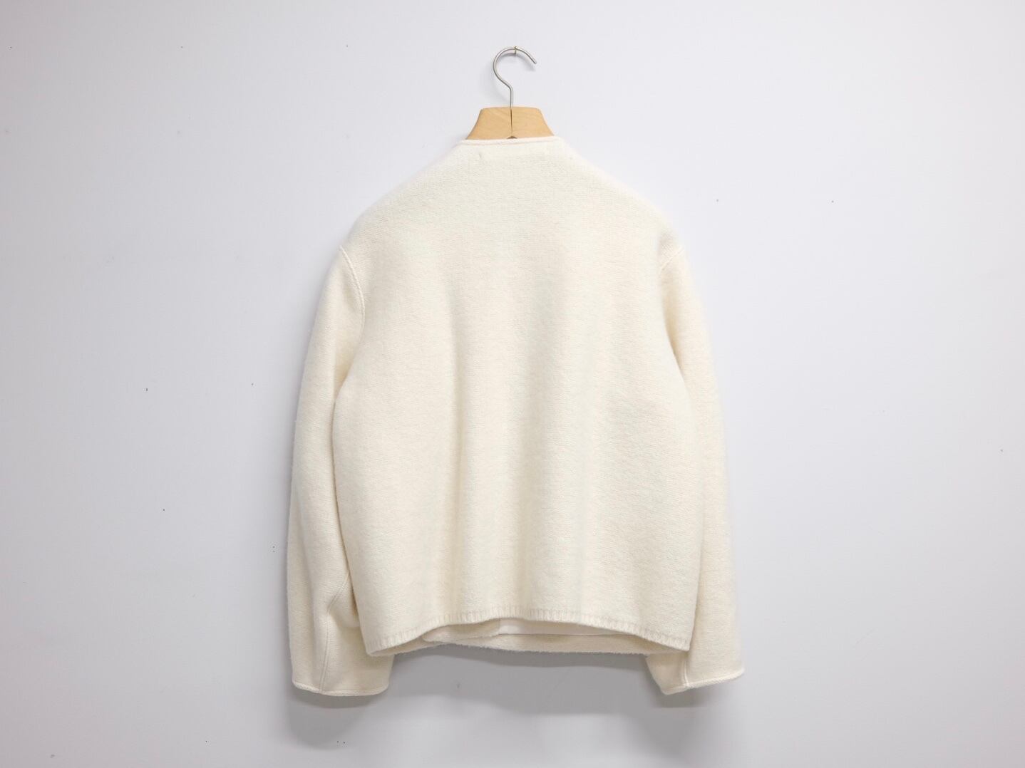 TENNE HANDCRAFTED MODERN “ WEAVE AND KNIT NO COLLAR JACKET “ CREAM