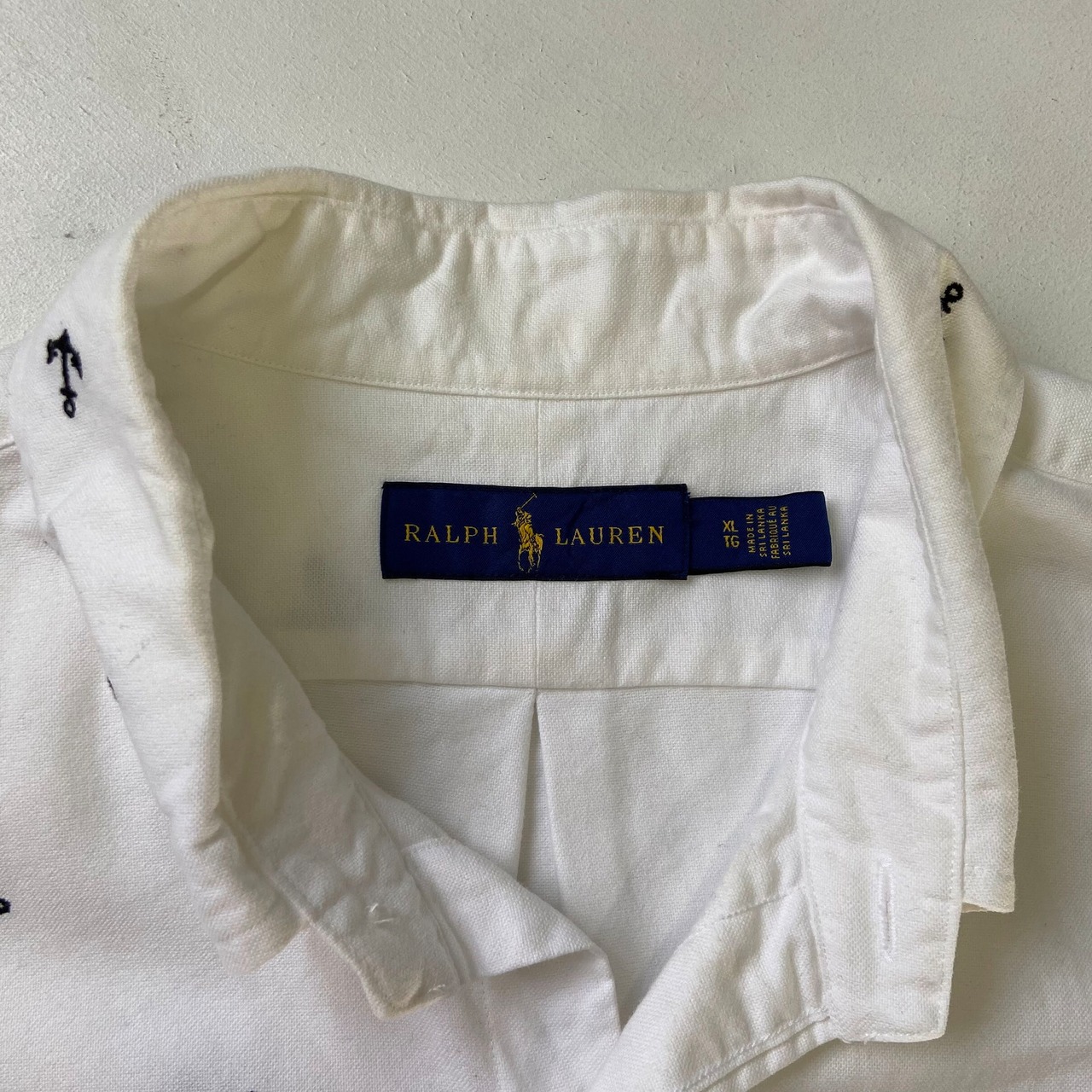 Ralph Lauren ラルフローレン いかり 総柄 刺繍 コットン 半袖 ボタン 
