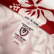 CAPTAIN SANTA キャプテンサンタ GOLF CLUB ハイビスカス 総柄 BD 半袖 メッシュ ポロシャツ サイズ XL /レッド×ホワイト/メンズ/ゴルフ/日本製