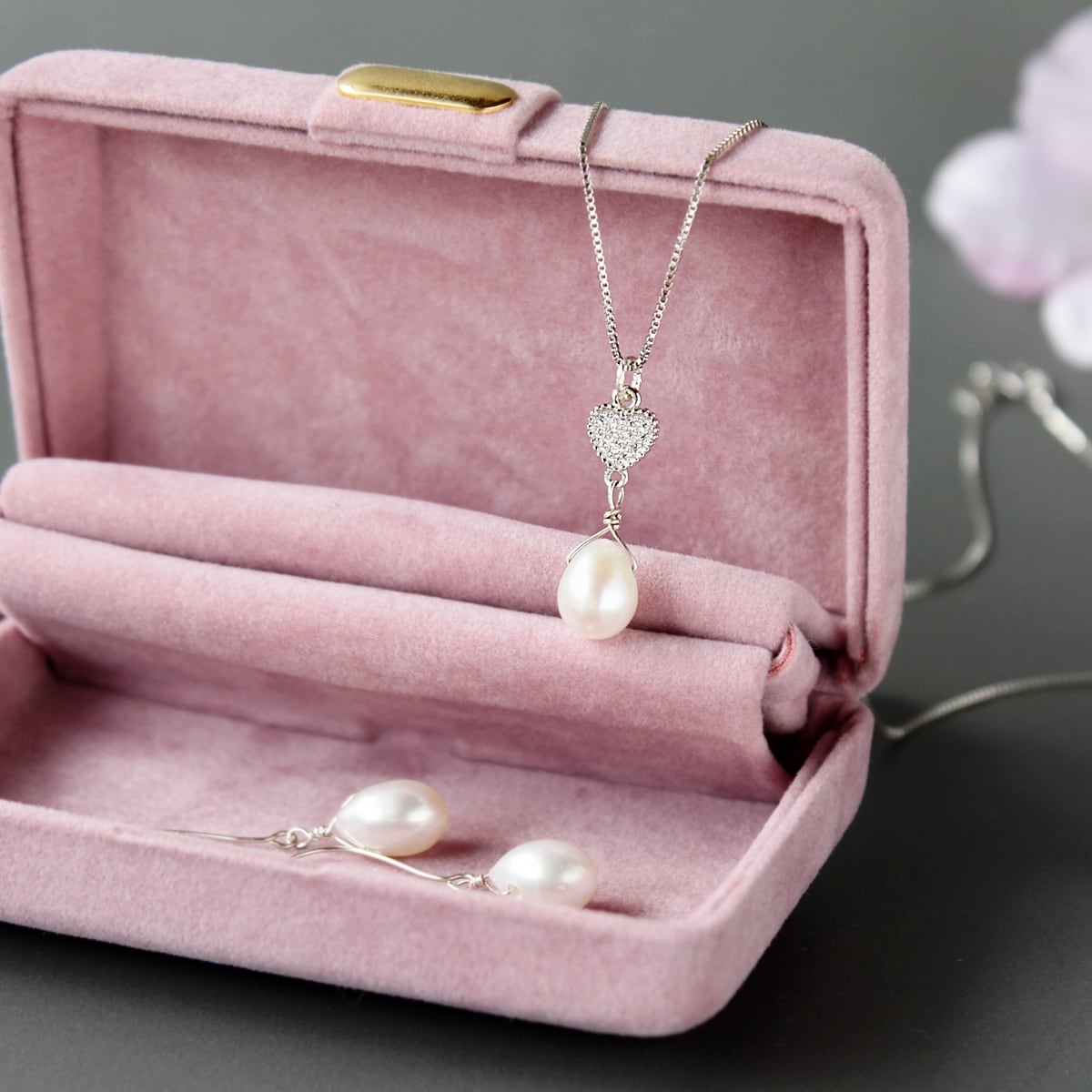 SLV925×淡水真珠｜小さなハートのしずく淡水パールネックレス | Bear's