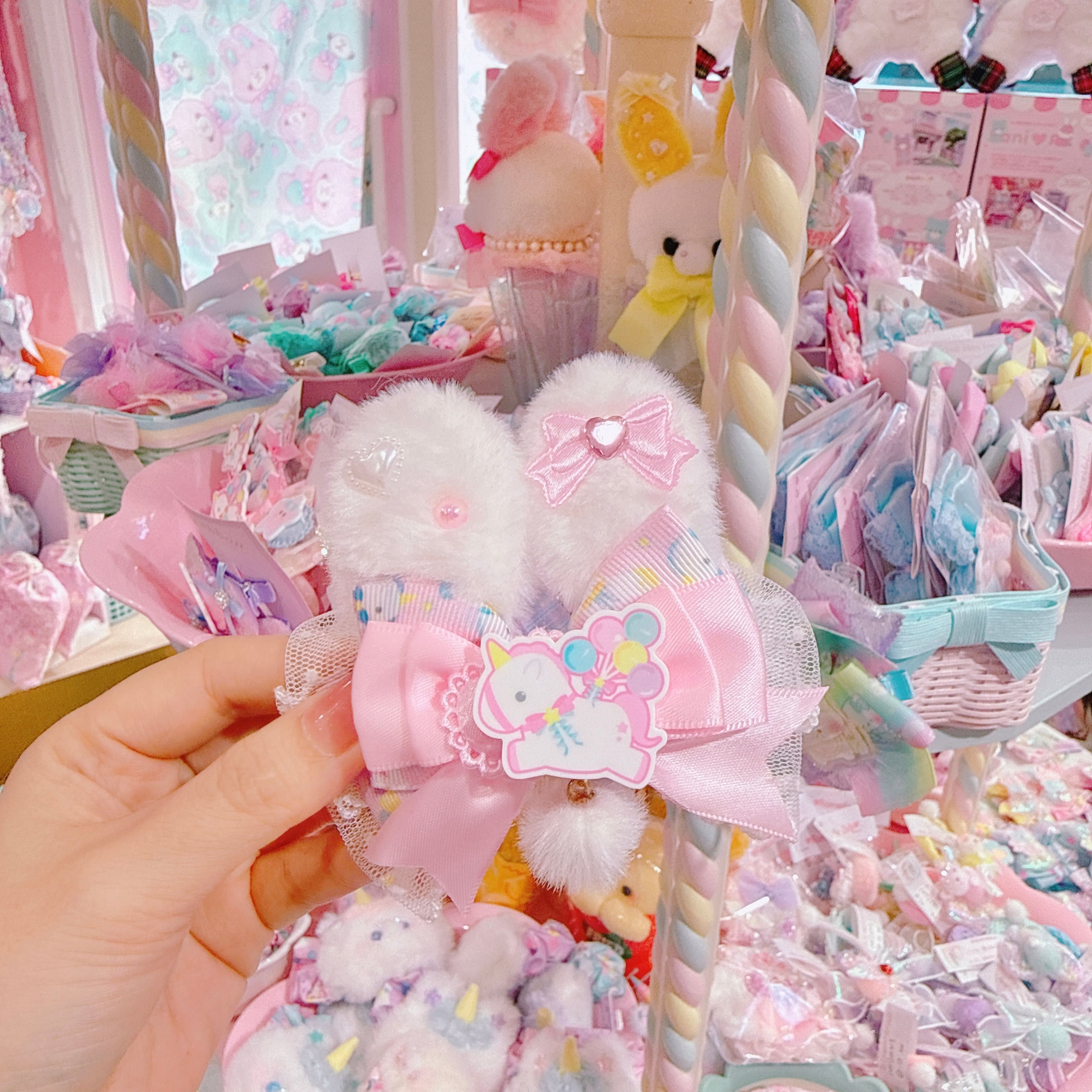 【F7】68-61うさ耳リボンヘアクリップ