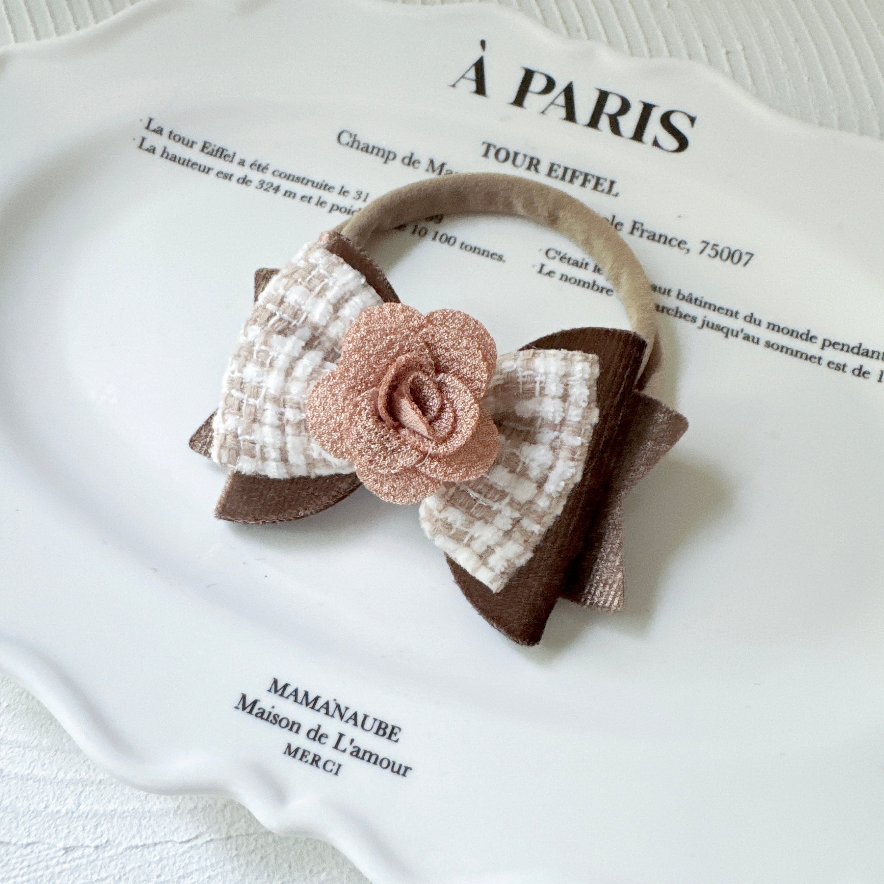 お花付き小さめリボンヘアバンド(後ろ支え付き)