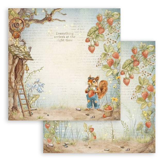 Stamperia Scrapbooking Small Pad 8インチ Double Faced - Hidden Grove　両面デザインペーパーパッド10枚入り　SBBS124【Stamperia（スタンぺリア）】[ST-137p]
