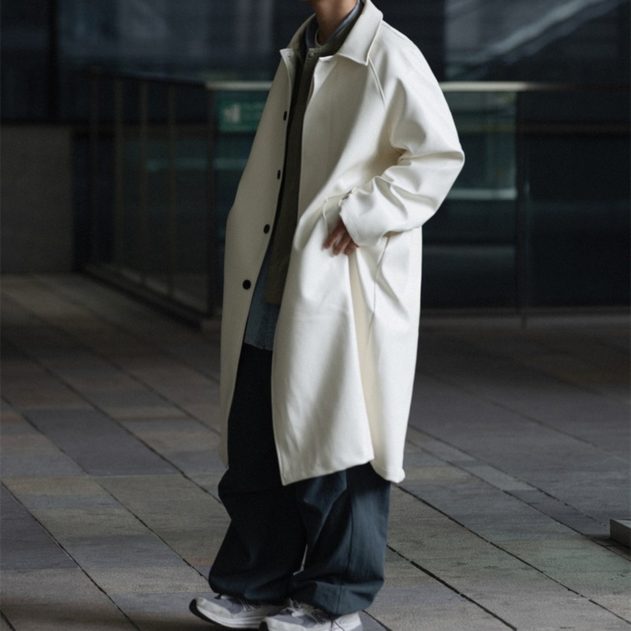 フェイクレザーシンプルロングコート　987