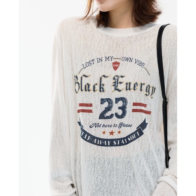 sheer graphic long-sleeve tee　シアーグラフィックロングティー　J2101