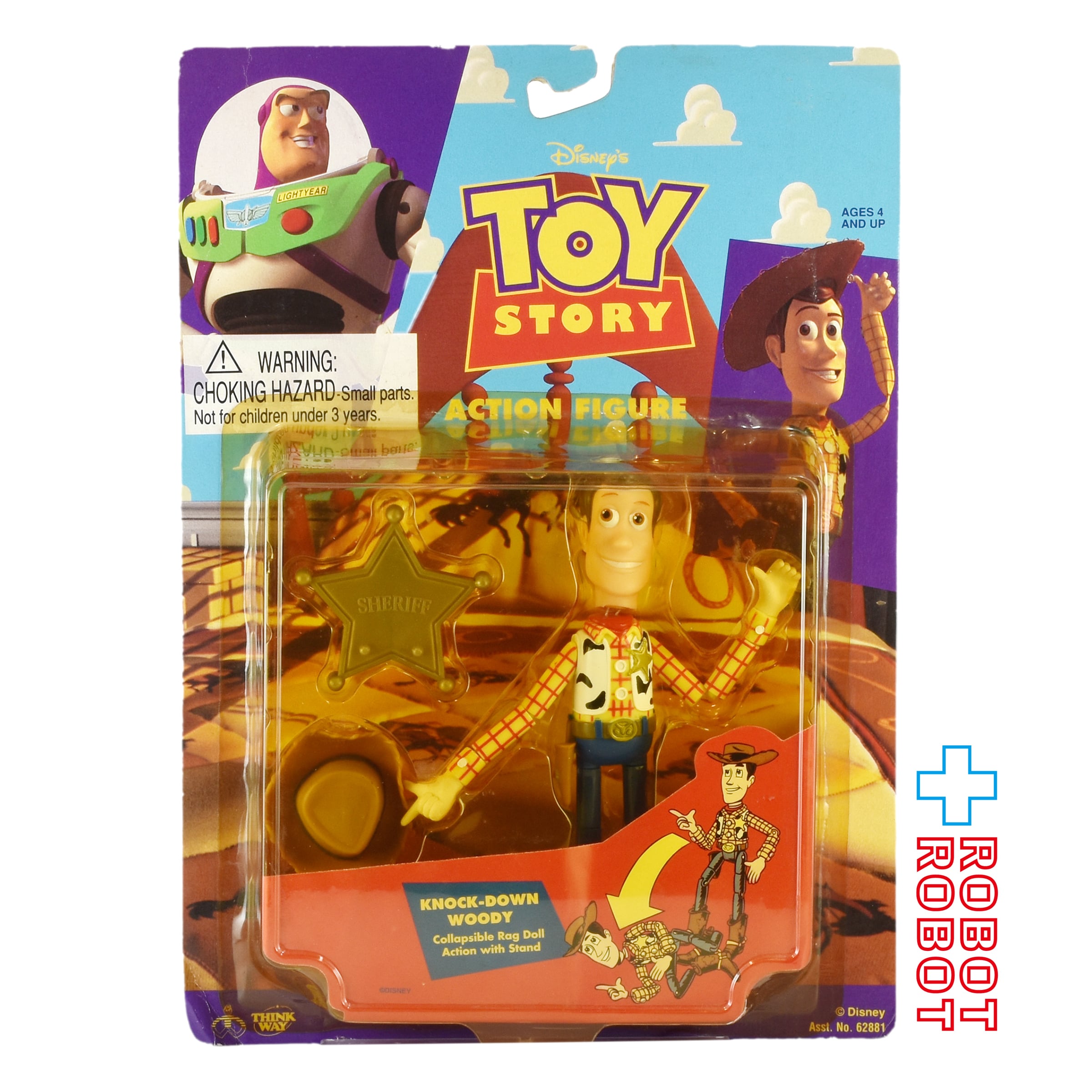 当時物 TOY STORY woody THINKWAY社 未使用 シンクウェイ社トイ・ストーリー ノックダウン ウッディ フィギュア