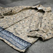 flower pattern fake suede shirt