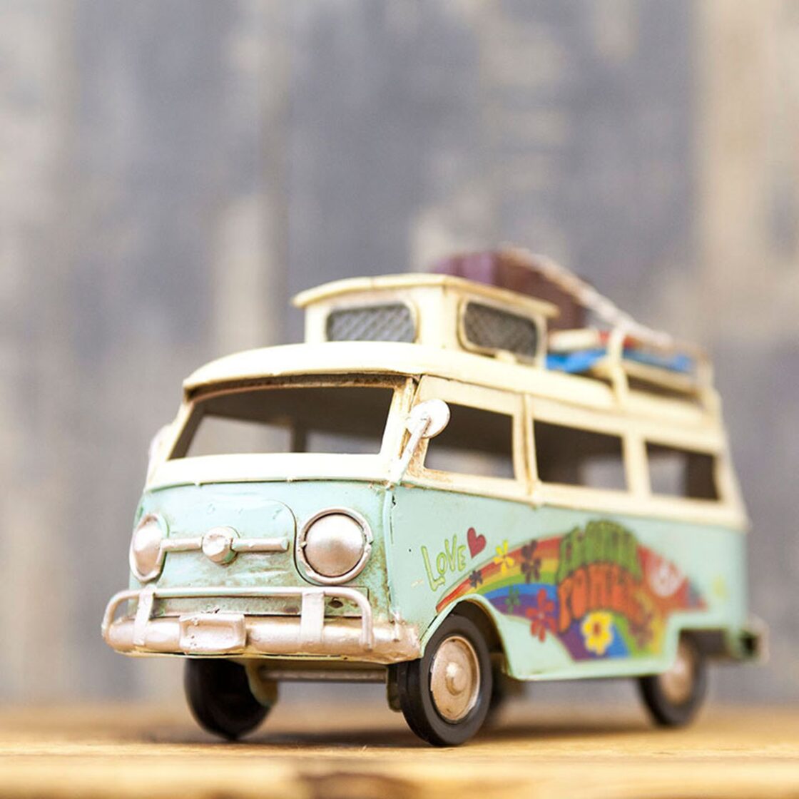 ヴィンテージカー BLUE Trip Bus ・ブリキ ミニカー バス アンティーク 