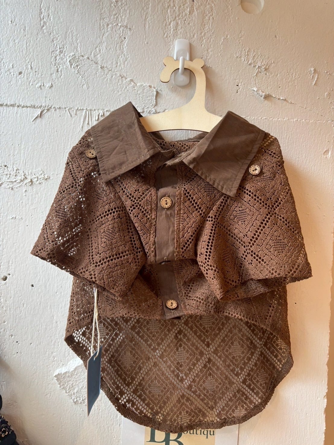 透かし編みカーディガン風シャツ