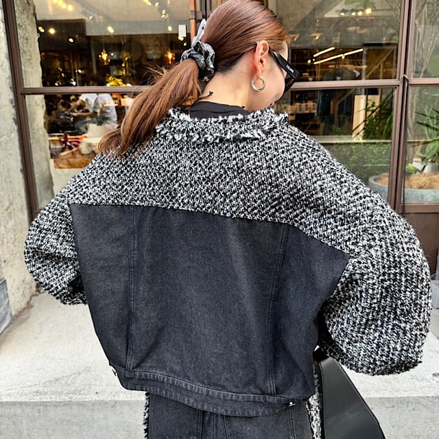 最終値下げ】新品linkable リンカブルデニムツイードジャケットブラック