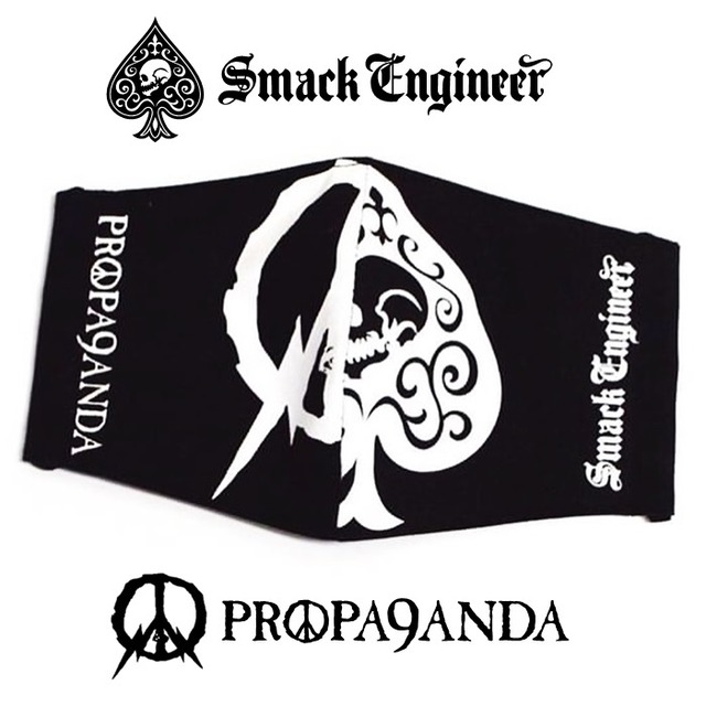 【30%OFF SALE】PROPA9ANDA × SMACK ENGINEER / プロパガンダ × スマックエンジニア「ICONIC DAWN MASK」限定コラボ ファッション布マスク オシャレ ゴム調整 洗える 黒 ブラック スカル ドクロ メンズレディース UK パンクロック PUNKROCK バンド V系 ステージ衣装 Rogia