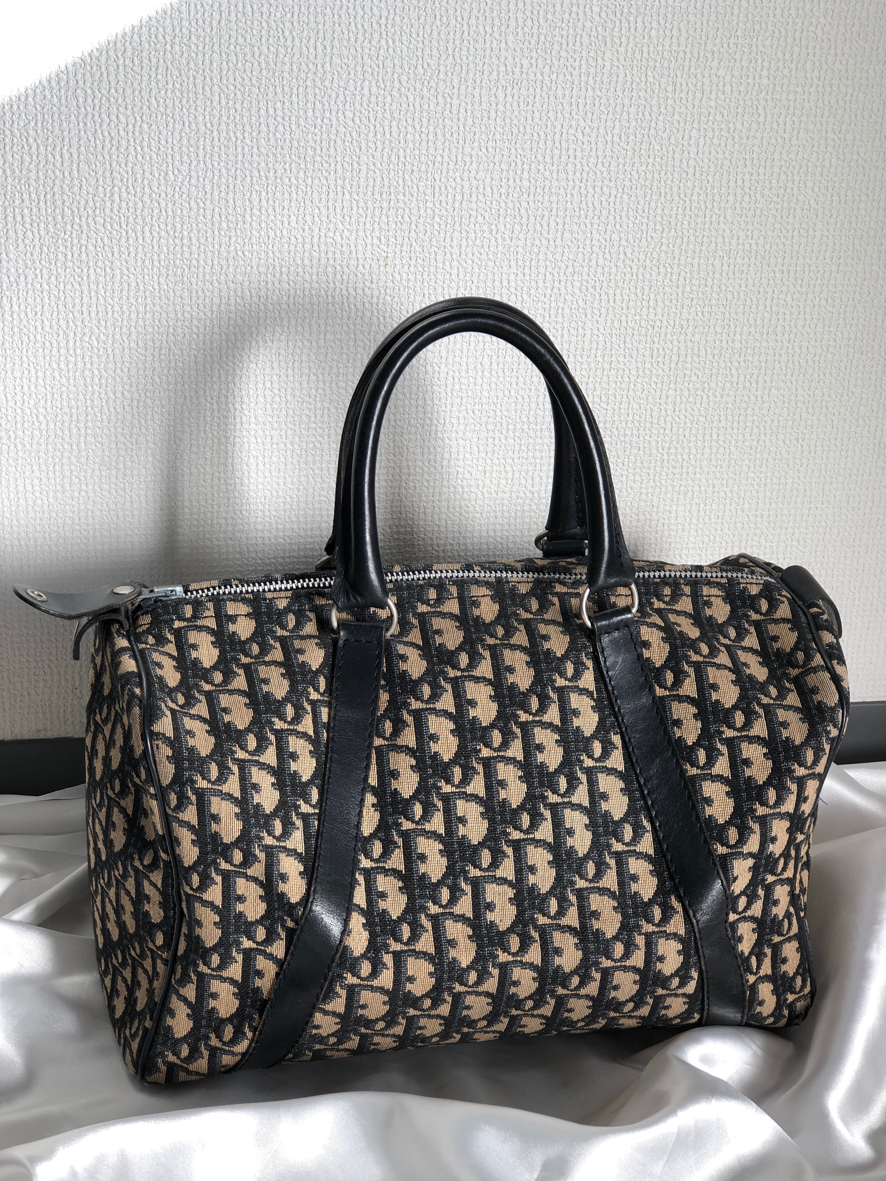 Shipped from Japan] Christian Dior Dior Trotter Jacquard Leather Boston Bag  Navy 74b3p6 - Shop solo-vintage Handbags & Totes - Pinkoi