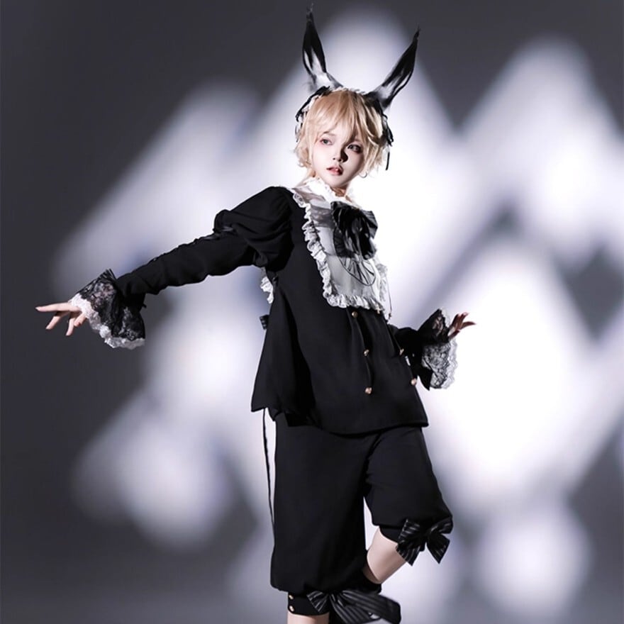 皇子系ロリィタ うさぎ耳 カチューシャ 王子系 少年装 男装コーデ イベント衣装 コスチューム ハロウィン