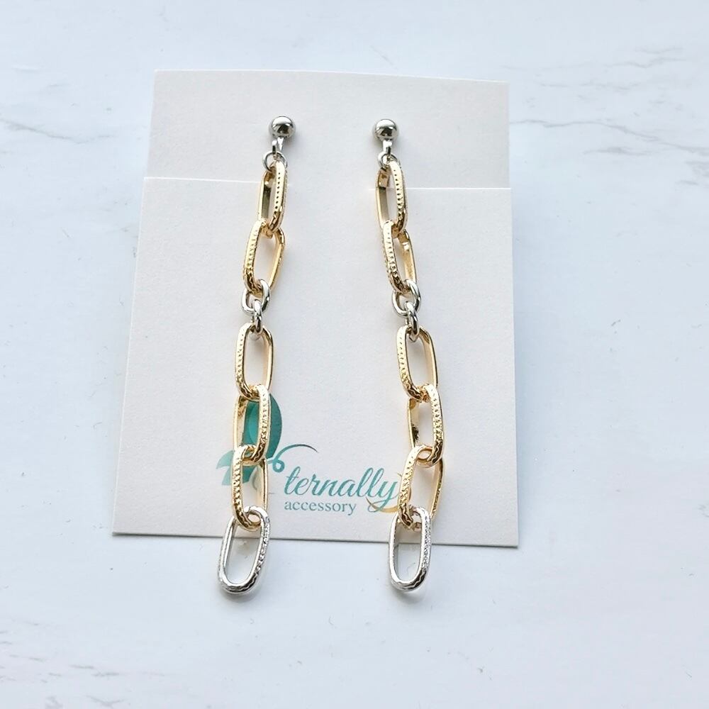 S様専用 シルバー×ゴールドミックスチェーンイヤリング