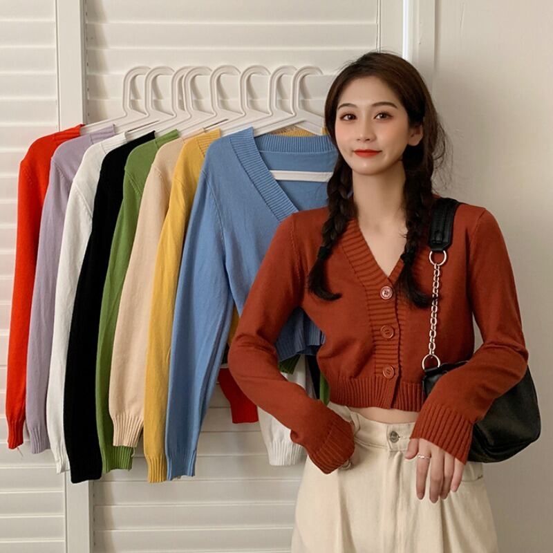 ブラックセーター スプリングオータムショートカーディガンジャケット ロング 春物 秋物 YY-ファッション63046848116