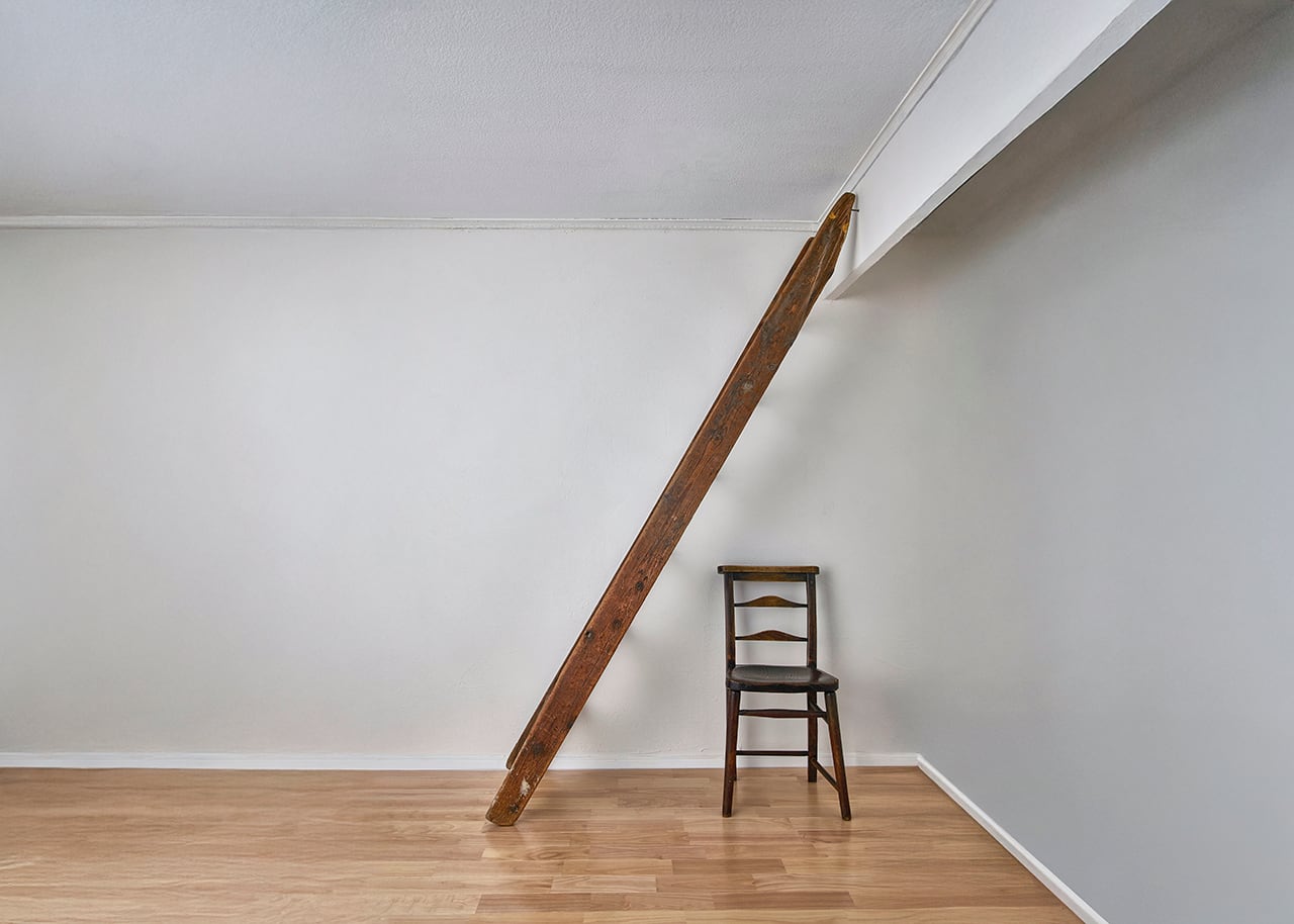 01ヴィンテージ◇スリムサイズの古い木製階段◇梯子 ハシゴ ステップ