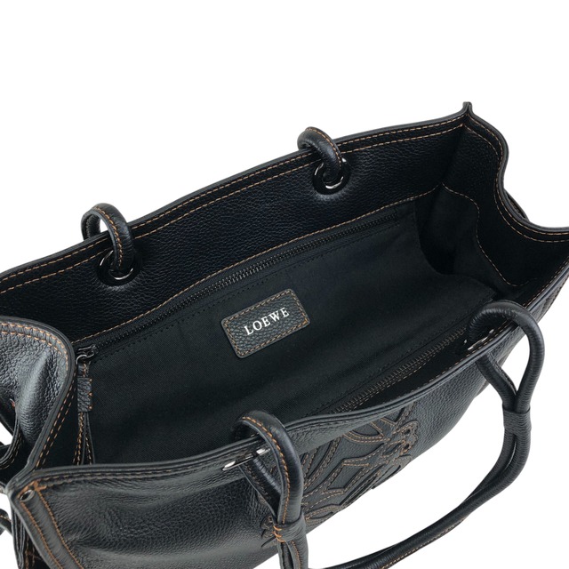 LOEWE ロエベ ハンドバッグ ブラック アナグラム レザー ステッチ サイドポケット vintage ヴィンテージ オールド ivzdgh