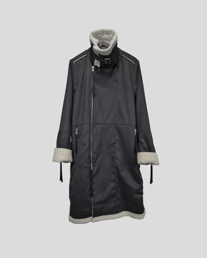 ASKYY / HIGHNECK MOUTON COAT / ECRU×BLK