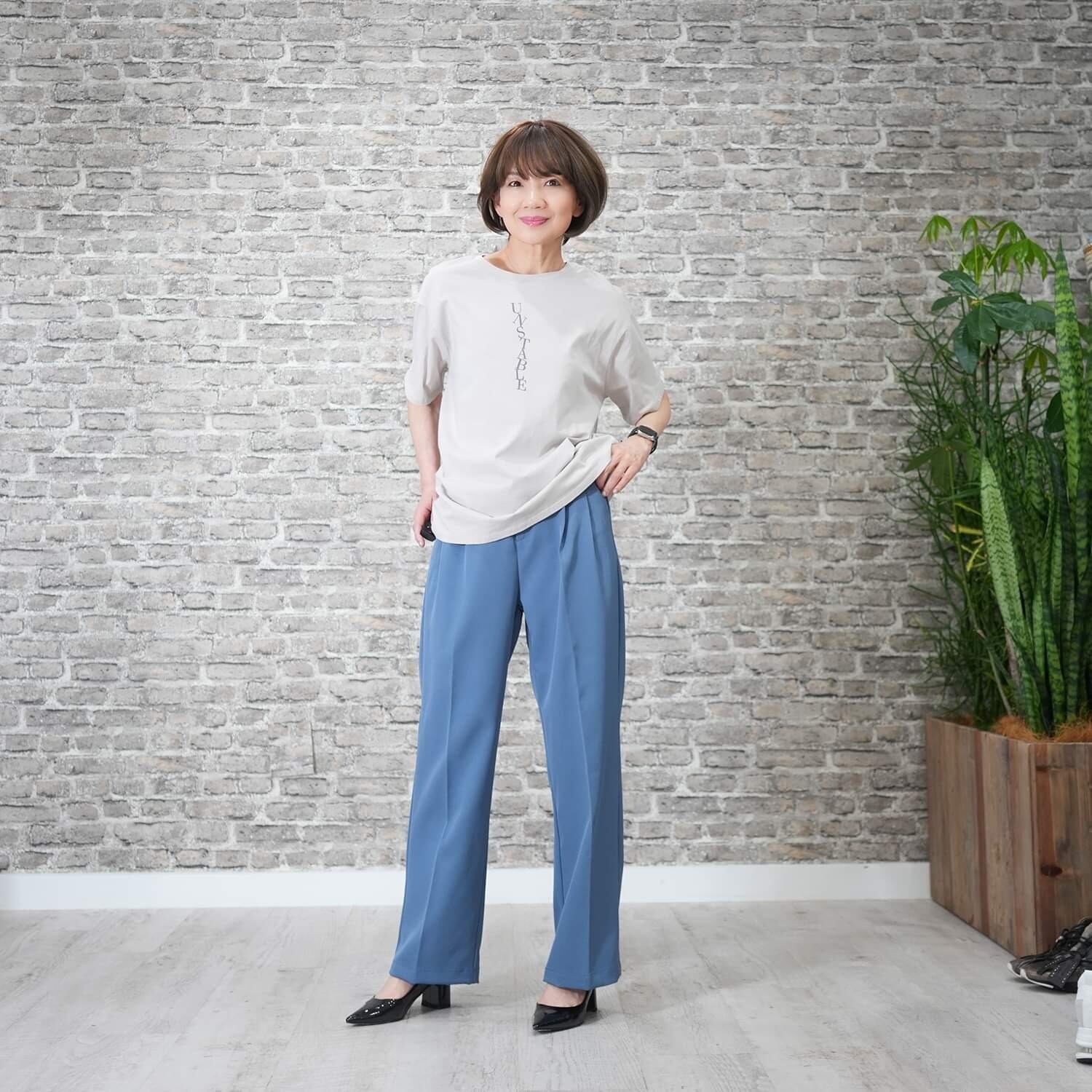 カラータックトラウザーパンツ