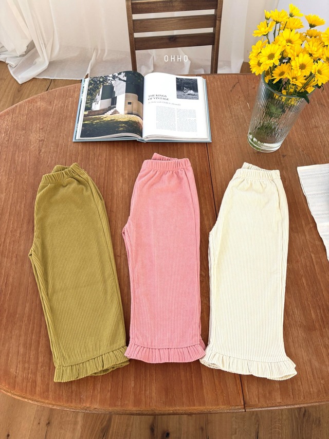 【取寄】ohho｜soft corduroy frill pants｜ソフトコーデュロイフリルパンツ｜S-XXL｜kids｜26 spring
