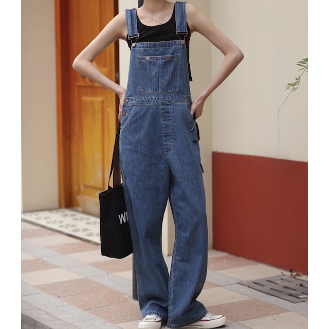 wide leg denim salopette