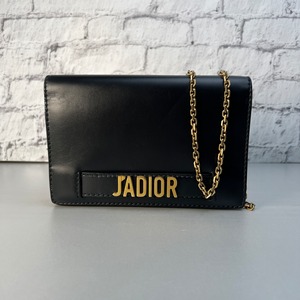 DiorクリスチャンディオールJADIOR レザー ショルダーバッグ ブラック A-10499