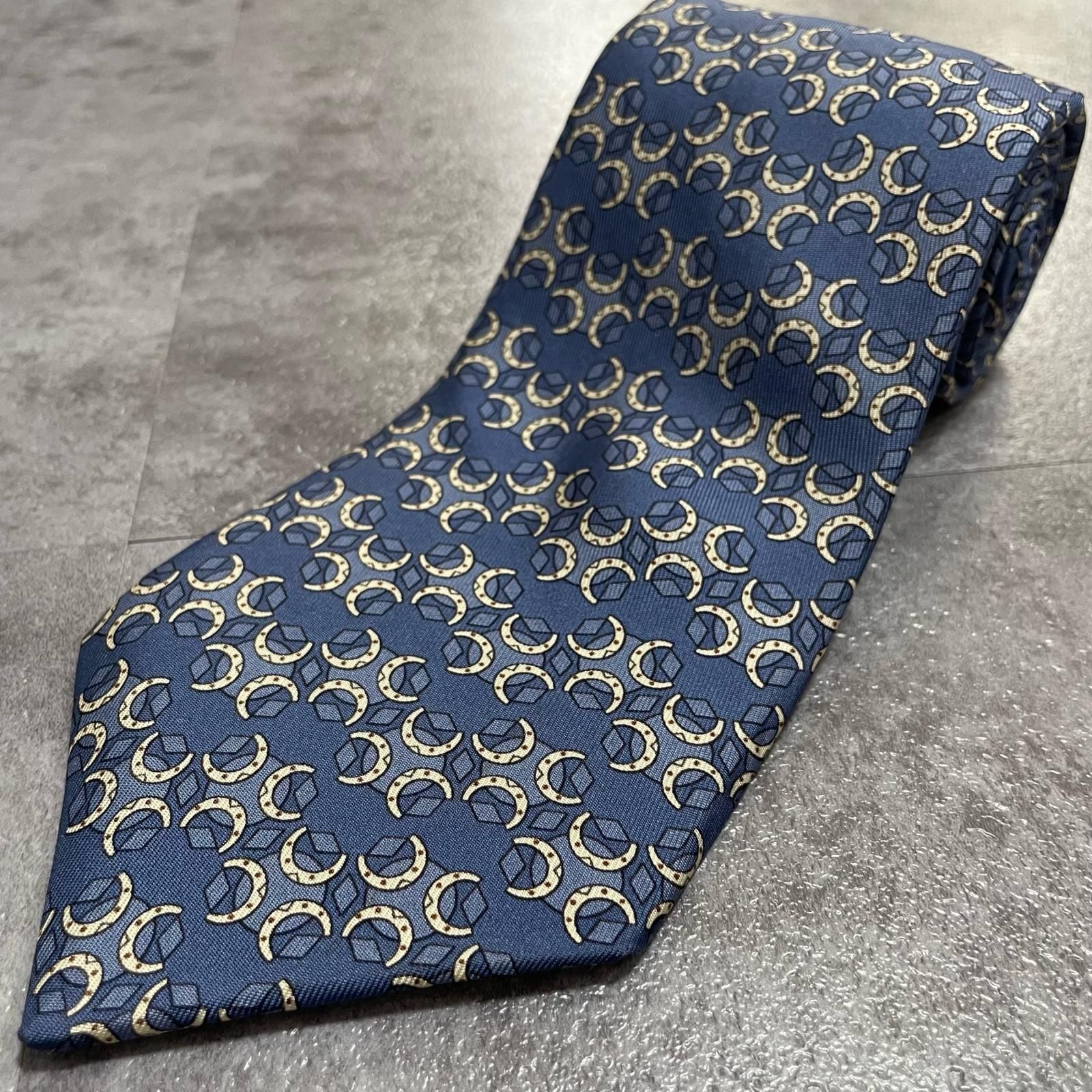 HERMES ネクタイ 紋章柄 ネイビー ネクタイ エルメス ネイビー 馬柄 シルク HERMES – RECLO ブラウン