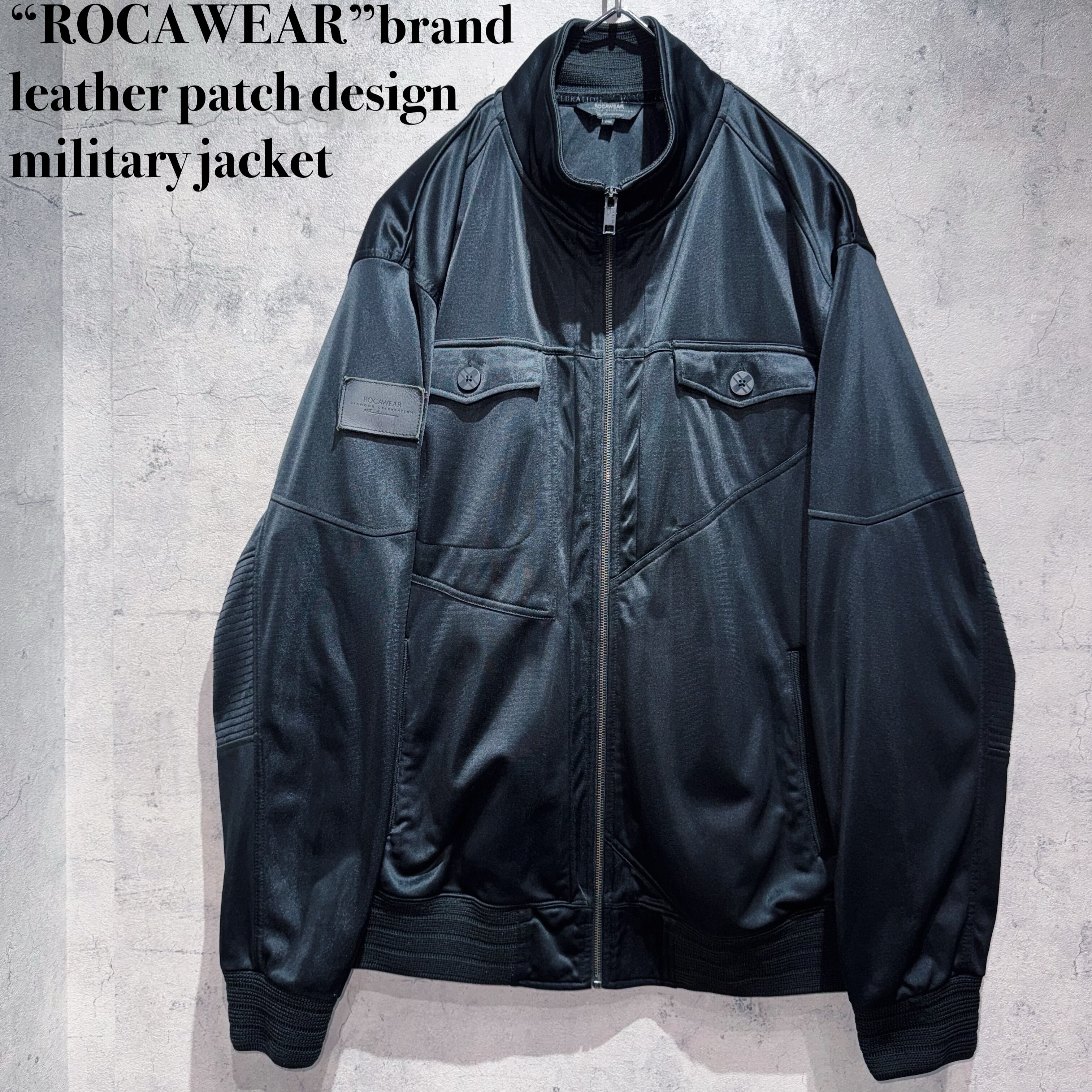 “ROCAWEAR”brand leather patch design military jacket