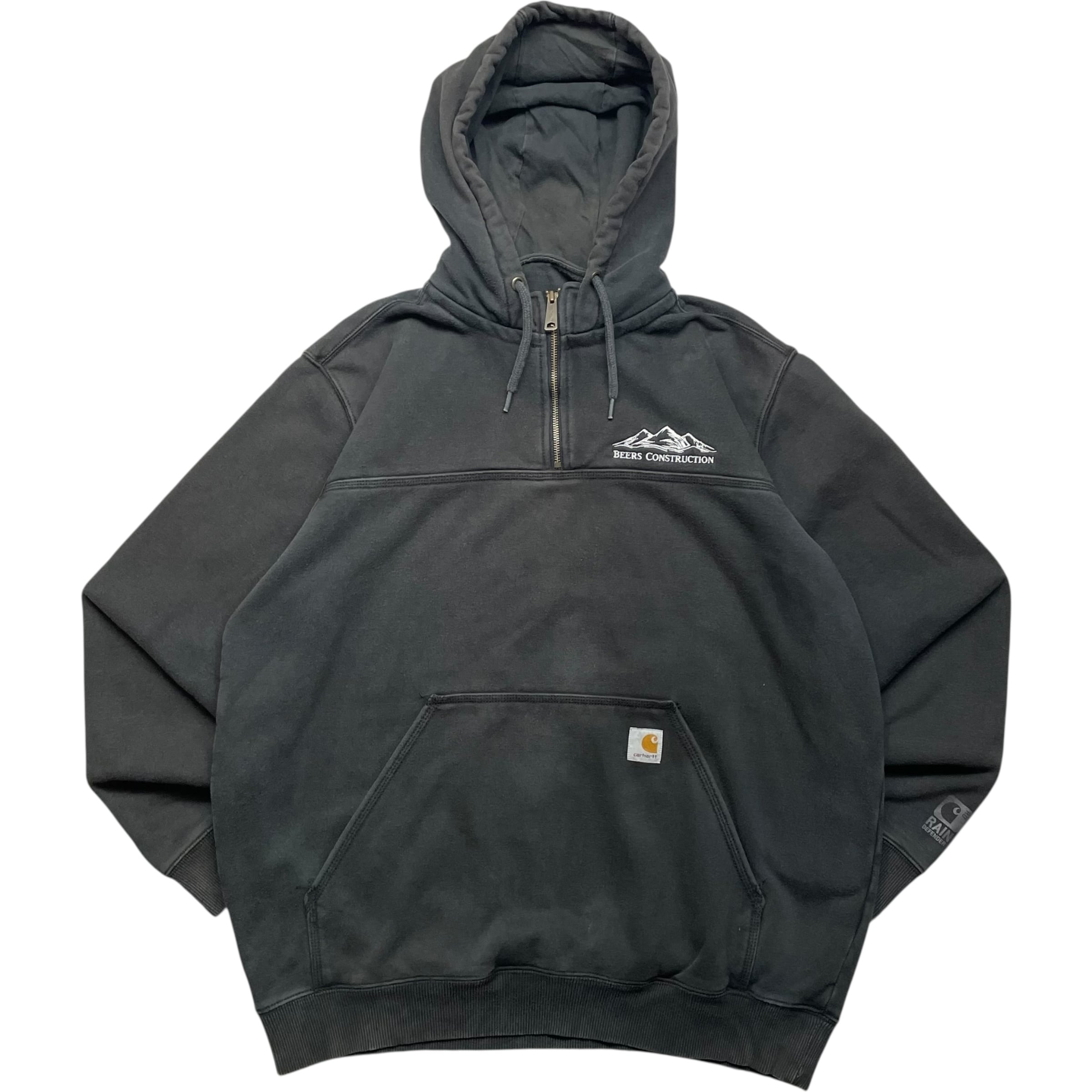 《L TALL》 Carhartt カーハート ハーフジップ スウェット パーカー 企業刺繍 ブラック no.9058