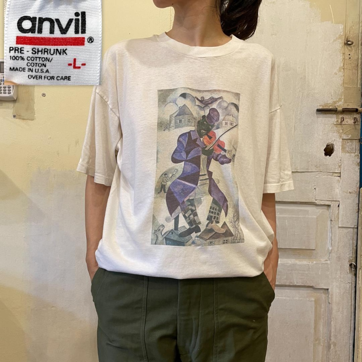GF152 Tシャツ シャガール グリーンバイオリニスト アートT 