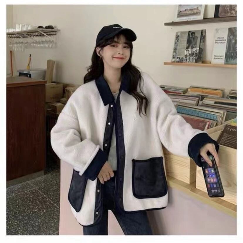 配色ボアジャケット　AJ33167-5106