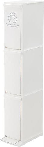 ダストボックス3D LFS-933WH ゴミ箱 ごみばこ ごみ箱 三段 分別 キッチン 事務所 洗面所 バスルーム トイレ スリム 隙間 ペダル式 ペットボトル 燃えるゴミ ビン 缶 手を使わない 省スペース ホワイト 清潔 室内
