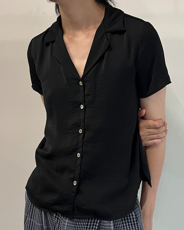 open collar shell button shirt