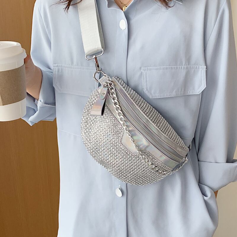 夏のスモールバッグ2020新しい流行のファッション人気の明るいダイヤモンドの女性のバッグワイルドクロスボディチェストバッグネットレッドウエスタンウエストバッグ 手作りハンドバック95776978243