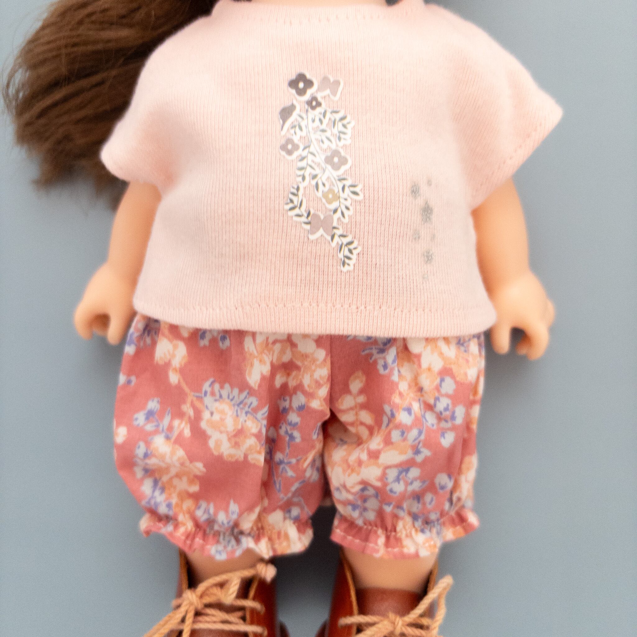 2点セット】トレーナーかぼちゃパンツセット服（ピンク花柄）メル