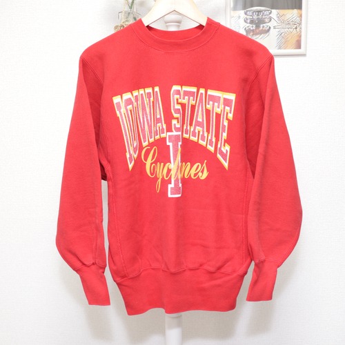 90s Champion Front Print Reverse Weave Sweat Shirt Red