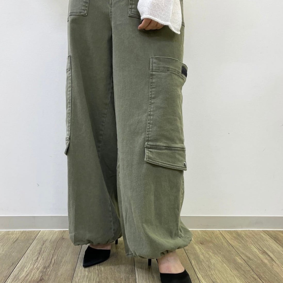 LANVIN サイド切替 アシンメトリー カーゴパンツ黒 サイズ48｜ワーク 