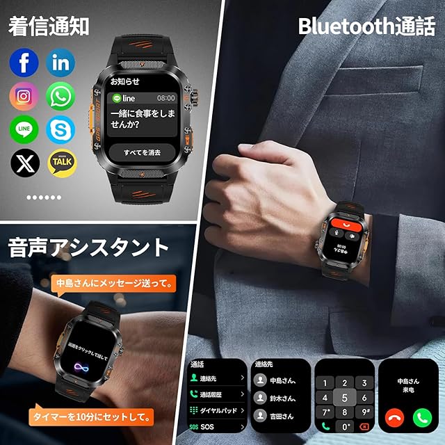 スマートウォッチ【2025新型·ChatGPT搭載·GPS運動軌跡記録】2.01インチ