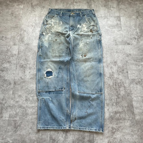 襤褸メキシコ製 デニム ダブルニー Carhartt B73 DST 33×32