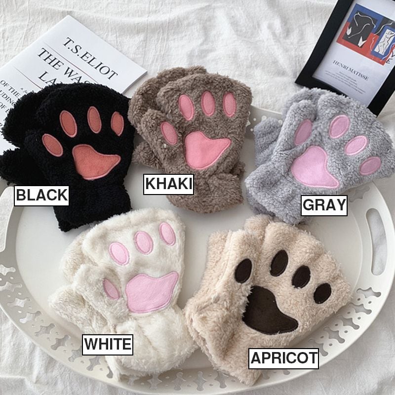 5カラー】 もこもこ 猫の手 肉球 手袋 韓国ファッション レディース