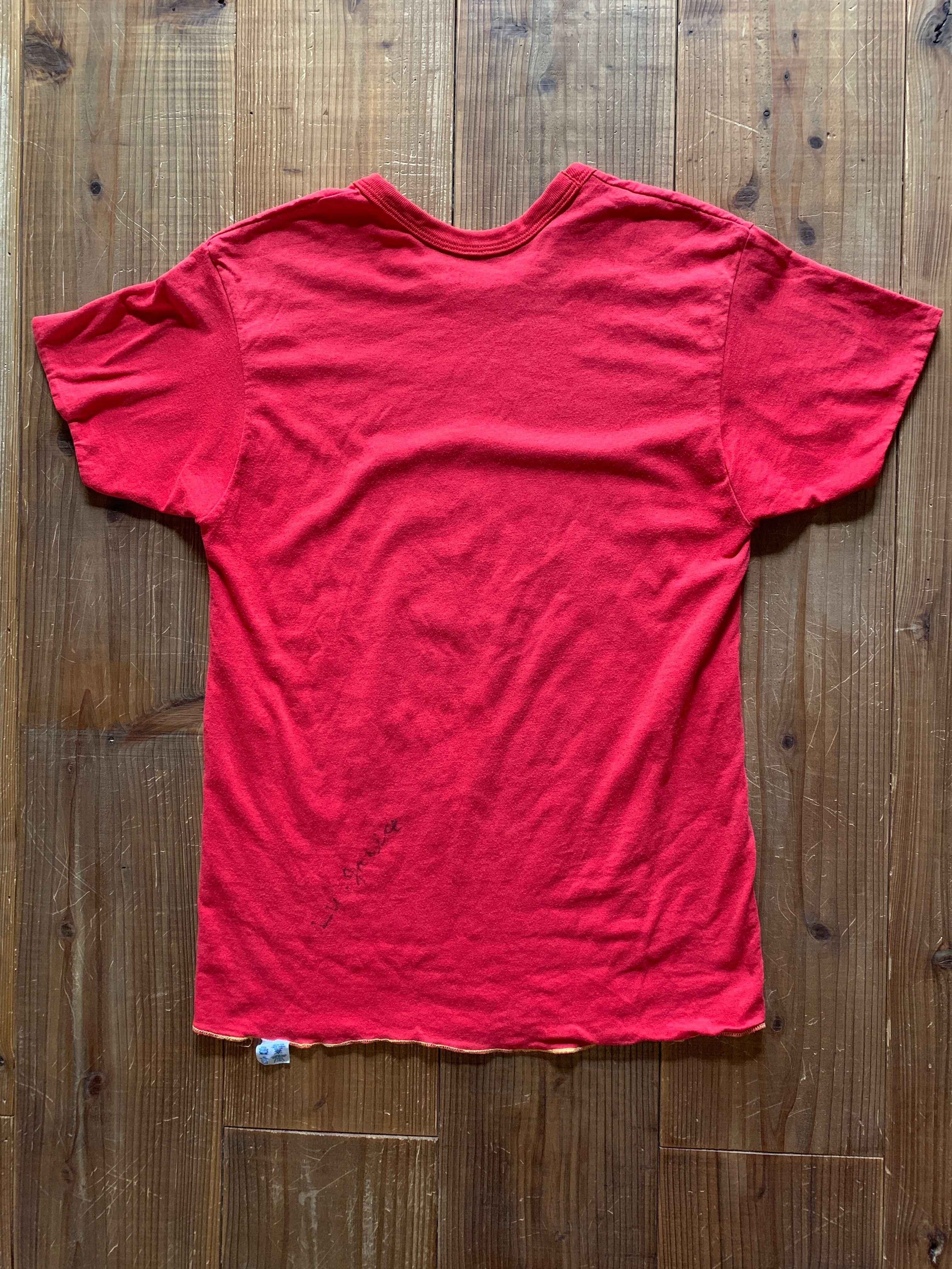 80's トリコタグ Champion ''LINCOLN'' リバーシブルTシャツ 黄X赤 表記(M) USA製