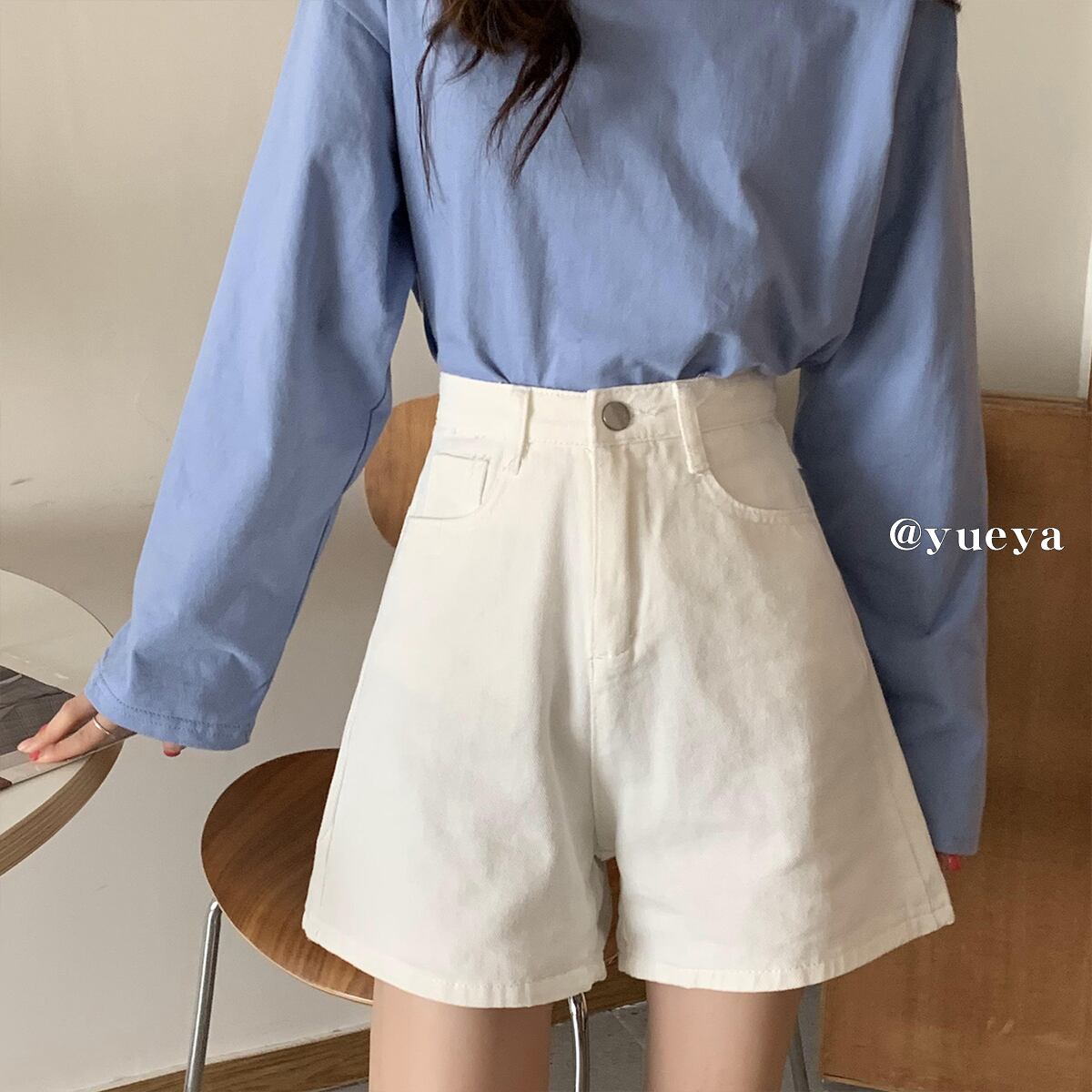 サマーホワイトショーツ ルーズ薄手ウェストワイドレッグパンツ 夏物 ブルマー ワイドパンツ クレセントシティ97363745258