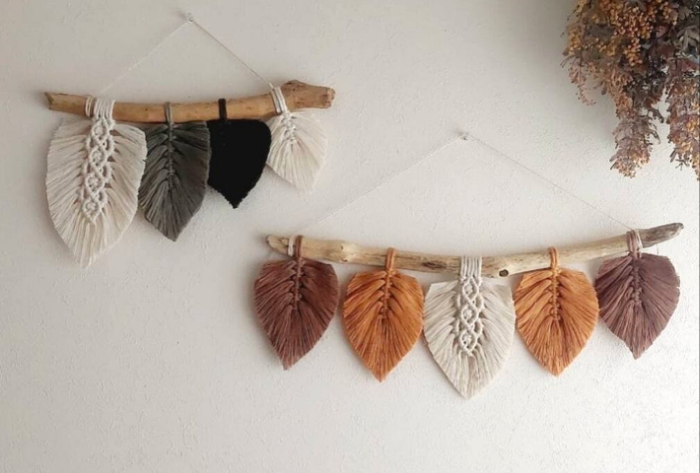 マクラメリーフタペストリー マスタード | Pay ID